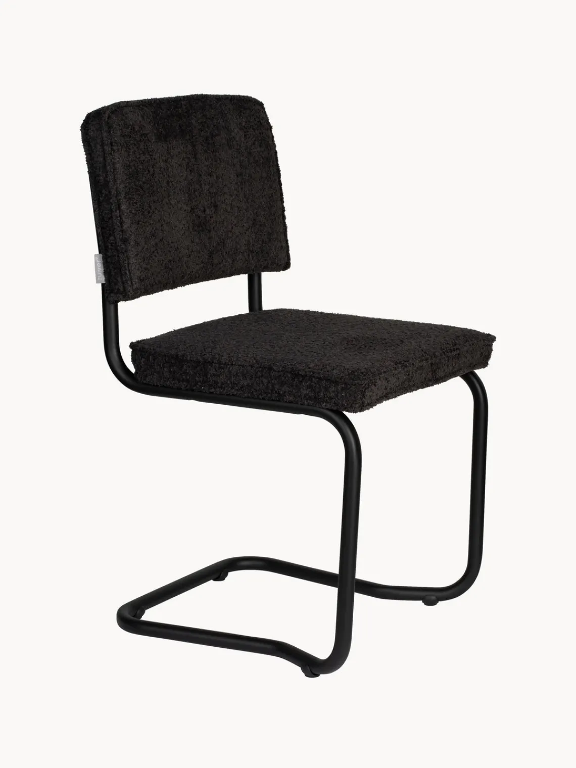 Sale Zuiver Chaises cantilever en tissu peluche Kink, 2 pièces Peluche noir