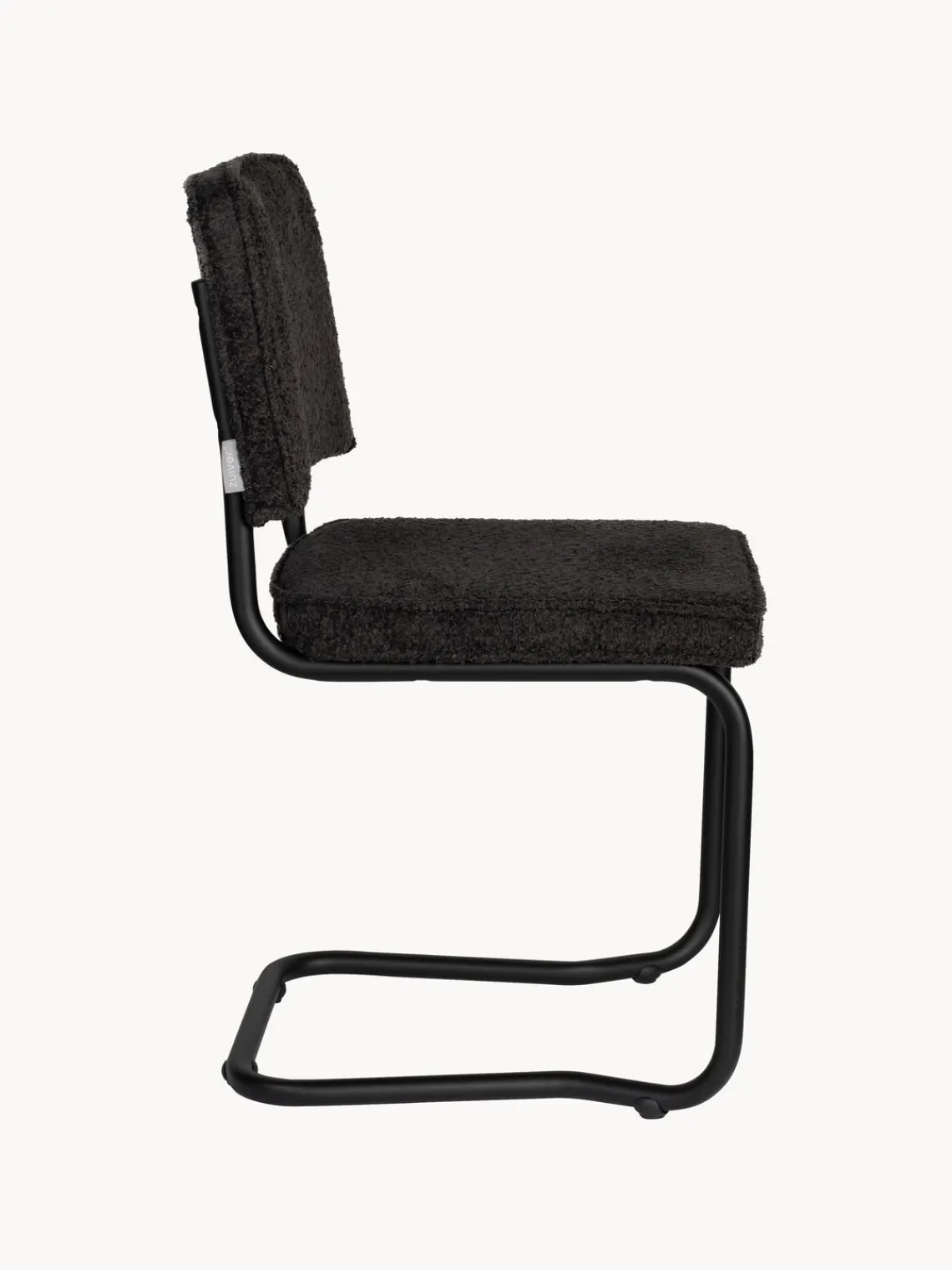 Sale Zuiver Chaises cantilever en tissu peluche Kink, 2 pièces Peluche noir