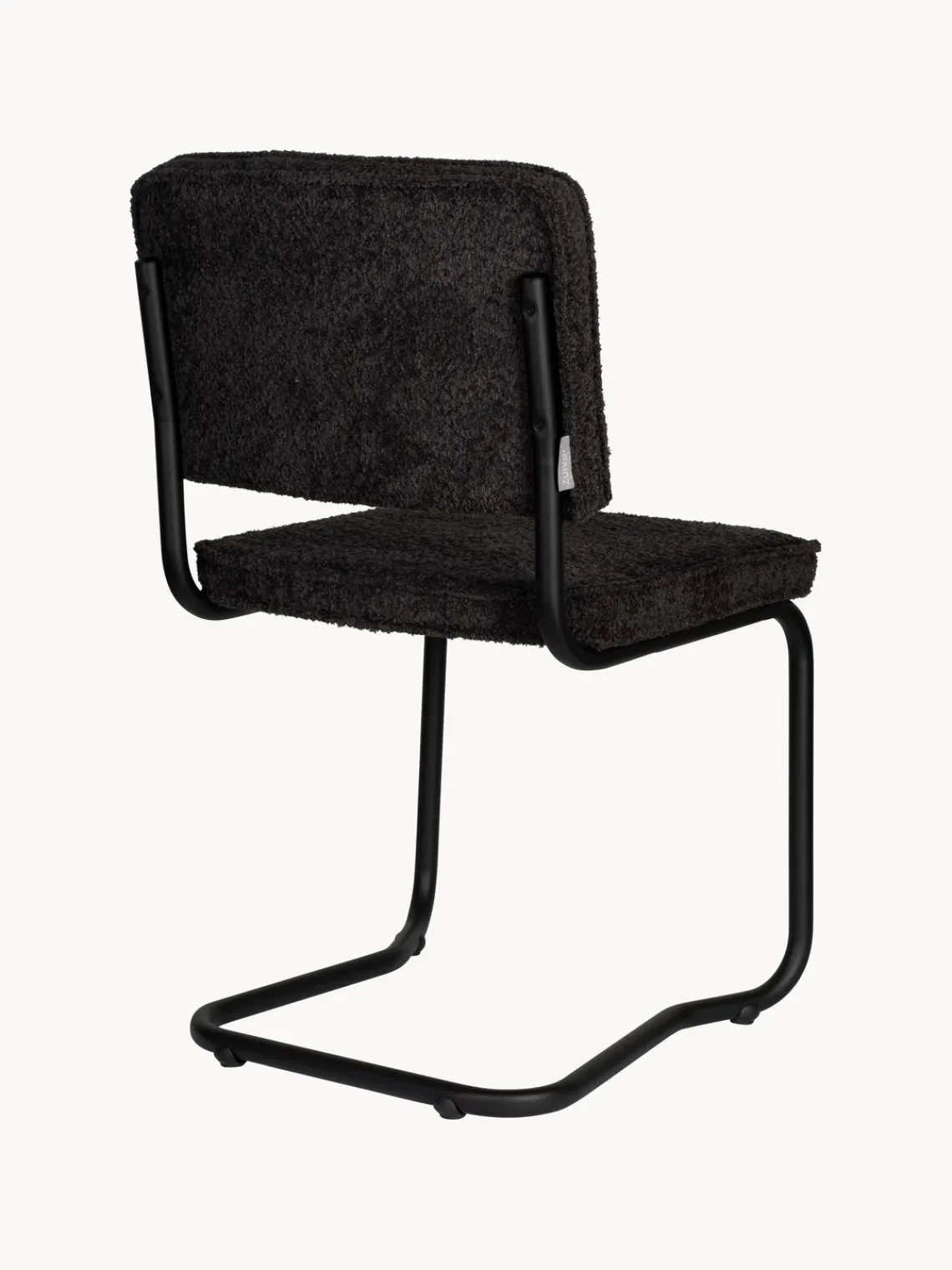 Sale Zuiver Chaises cantilever en tissu peluche Kink, 2 pièces Peluche noir