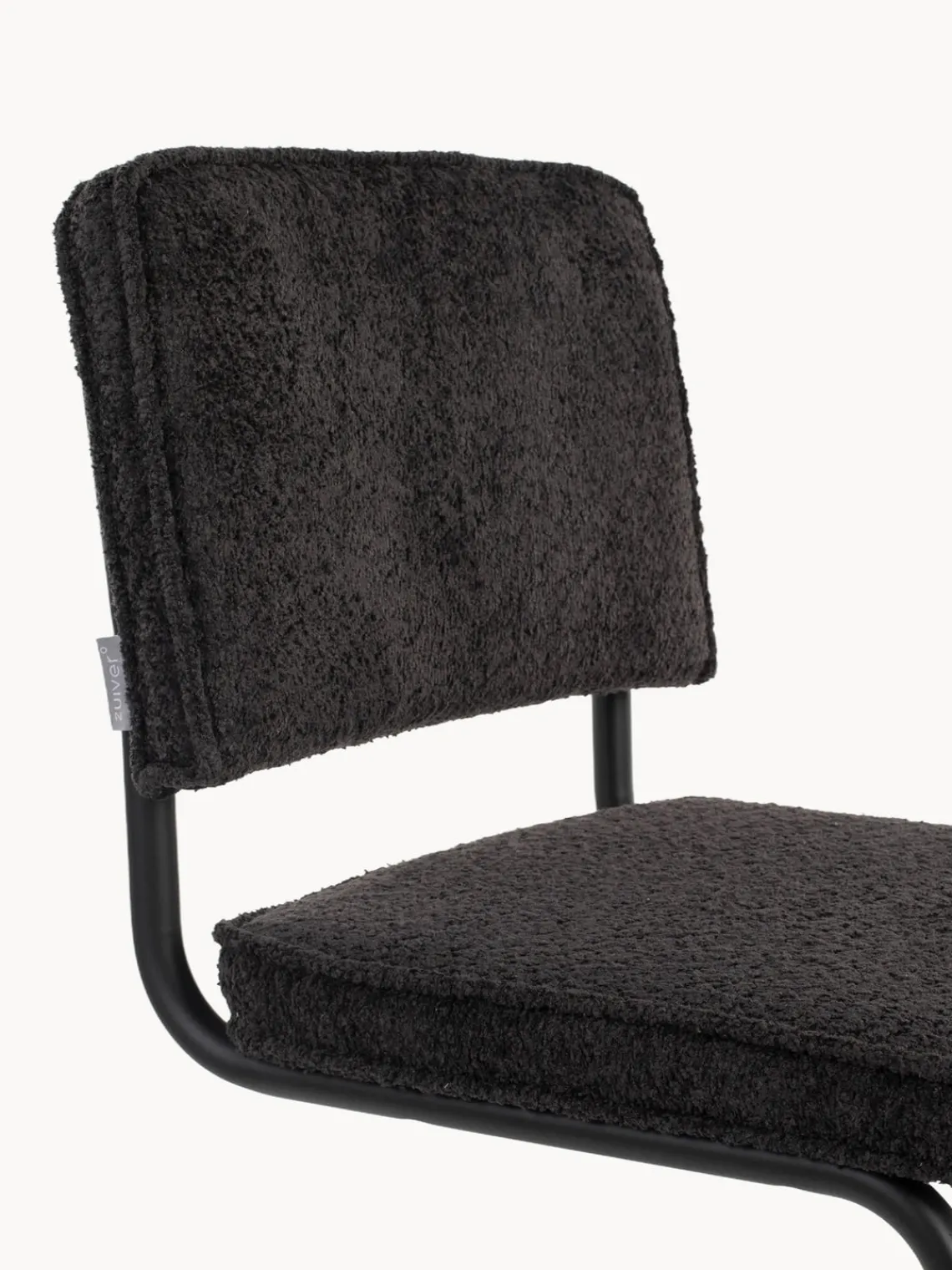 Sale Zuiver Chaises cantilever en tissu peluche Kink, 2 pièces Peluche noir