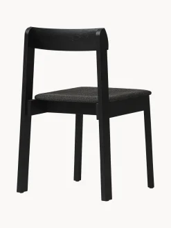New Form & Refine Chaises empilables en bois avec coussin d'assise Blueprint, 2 pièces Tissu anthracite, bois de chêne noir laqué