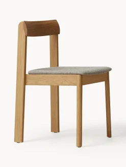 Best Form & Refine Chaises empilables en bois avec coussin d'assise Blueprint, 2 pièces Tissu gris, bois de chêne