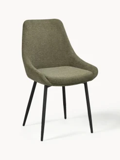 Best Rowico Chaises rembourrées Sierra, 2 pièces Tissu vert olive, pieds noirs