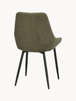Best Rowico Chaises rembourrées Sierra, 2 pièces Tissu vert olive, pieds noirs