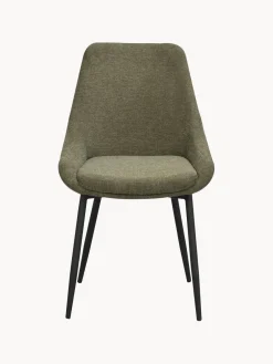 Best Rowico Chaises rembourrées Sierra, 2 pièces Tissu vert olive, pieds noirs