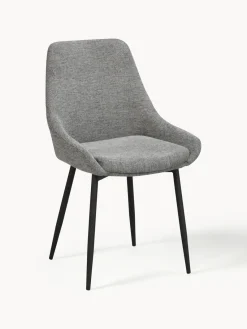 Hot Rowico Chaises rembourrées Sierra, 2 pièces Tissu gris, pieds noirs