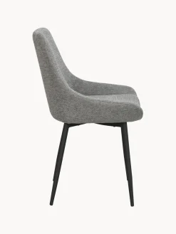 Hot Rowico Chaises rembourrées Sierra, 2 pièces Tissu gris, pieds noirs