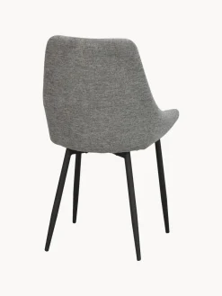 Hot Rowico Chaises rembourrées Sierra, 2 pièces Tissu gris, pieds noirs