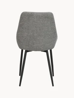 Hot Rowico Chaises rembourrées Sierra, 2 pièces Tissu gris, pieds noirs