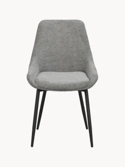 Hot Rowico Chaises rembourrées Sierra, 2 pièces Tissu gris, pieds noirs