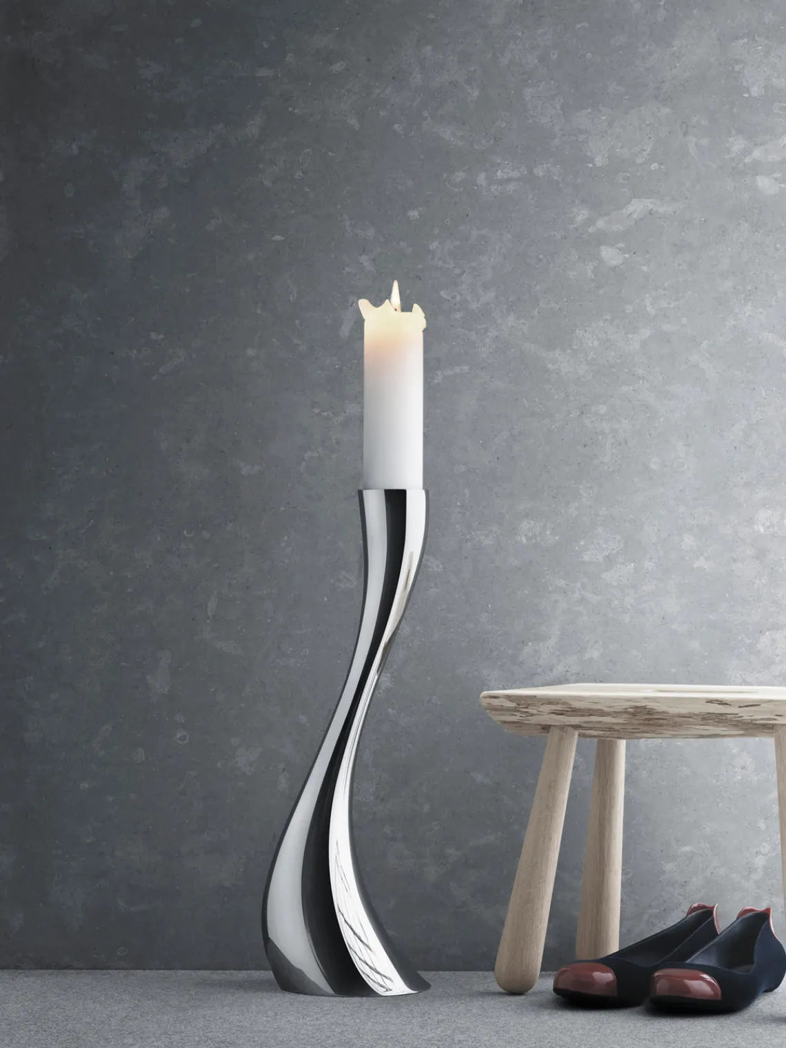 Online GEORG JENSEN Chandelier en acier inoxydable de forme organique Cobra, haut. 50 cm
