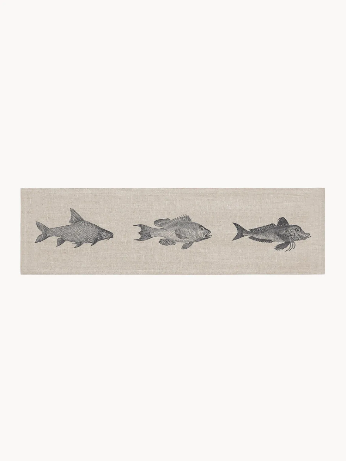 Sale Frohstoff Chemin de table en lin sérigraphié à la main Fish