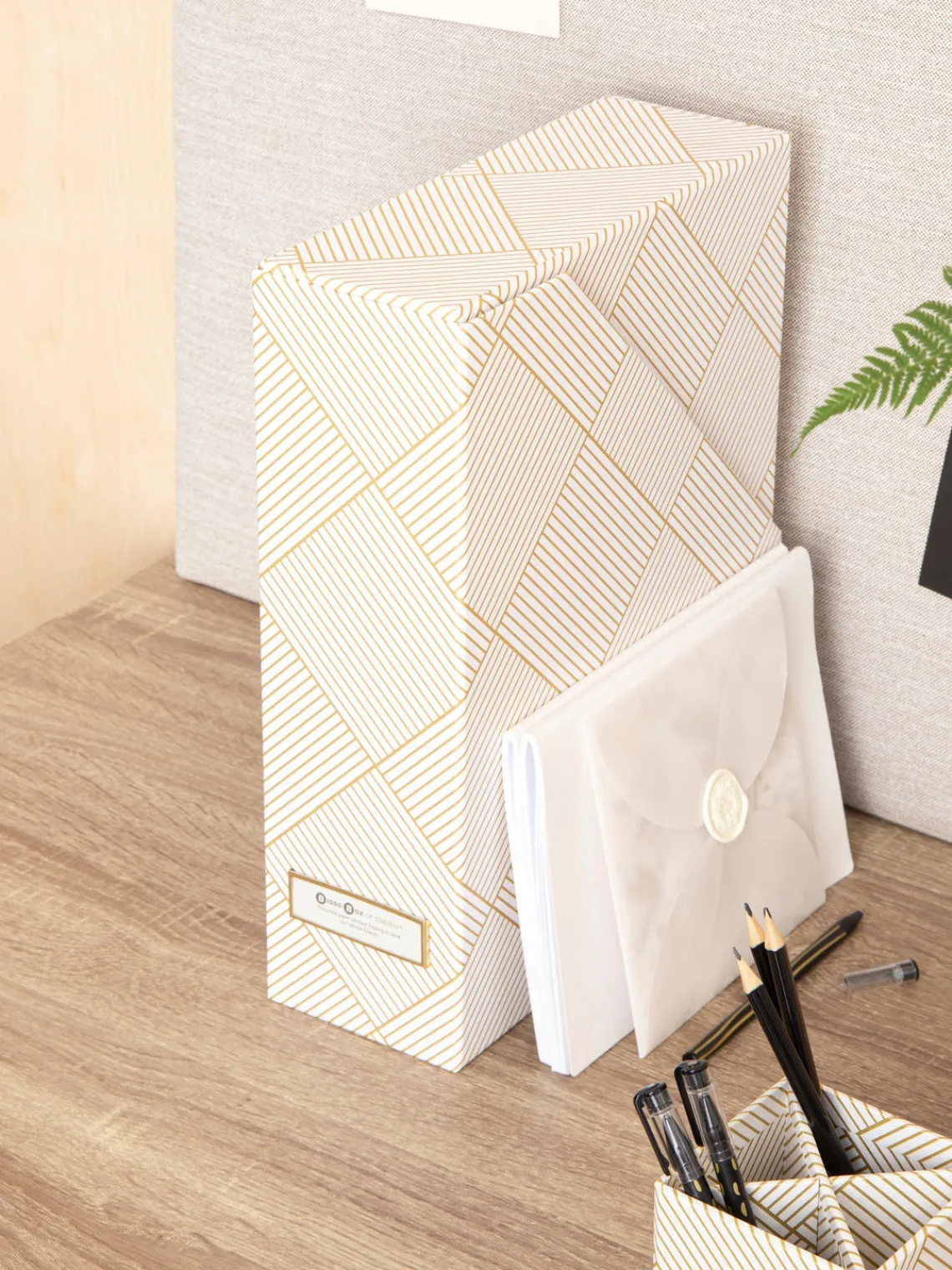 Outlet Bigso Box of Sweden Classeurs Viola, 2 pièces Blanc cassé, doré