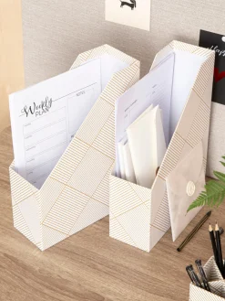 Outlet Bigso Box of Sweden Classeurs Viola, 2 pièces Blanc cassé, doré