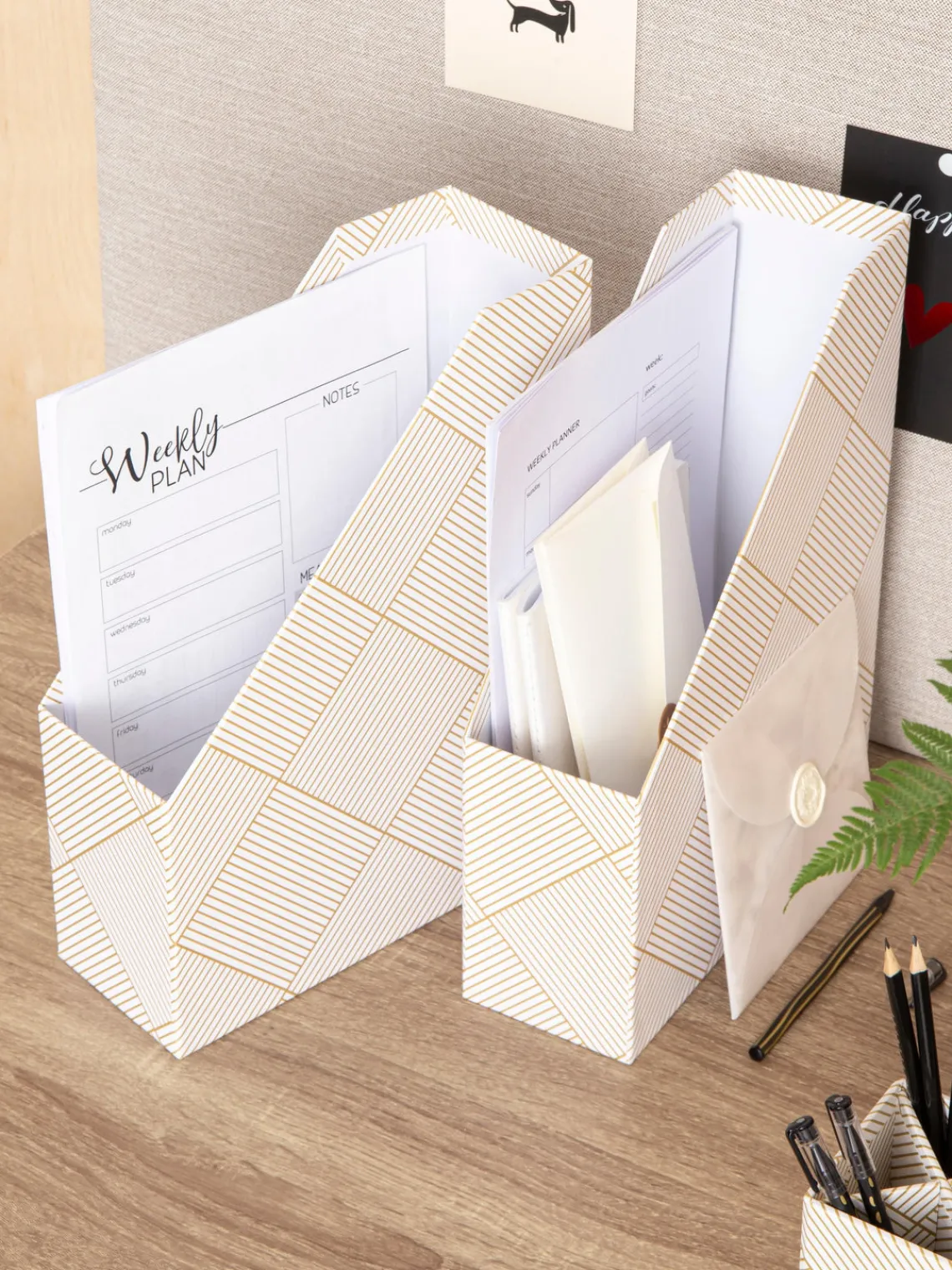 Outlet Bigso Box of Sweden Classeurs Viola, 2 pièces Blanc cassé, doré