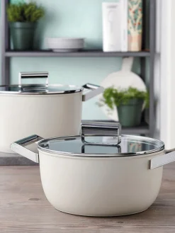 Hot Smeg Cocotte avec couvercle et revêtement antiadhésif 50's Style Blanc cassé