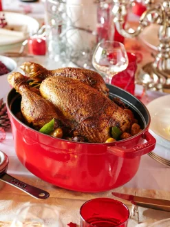Clearance Staub Cocotte ovale en fonte La Cocotte Rouge, argenté