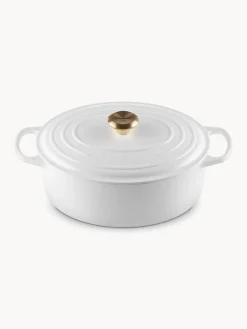 Online LE CREUSET Cocotte ovale en fonte émaillée Signature Collection Blanc, doré
