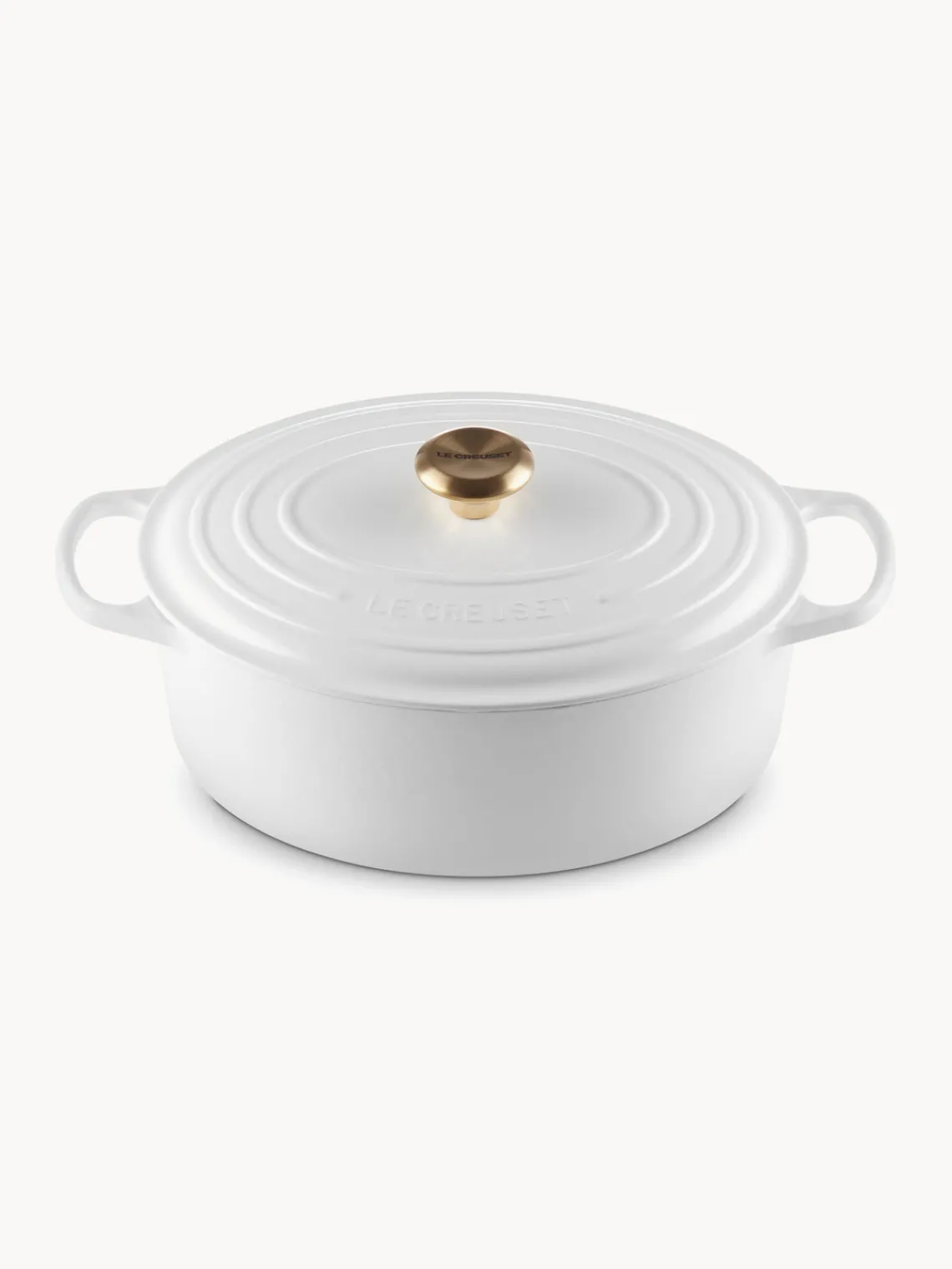 Online LE CREUSET Cocotte ovale en fonte émaillée Signature Collection Blanc, doré