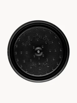 Hot Staub Cocotte ronde en fonte La Cocotte Bleu pétrole, haute brillance