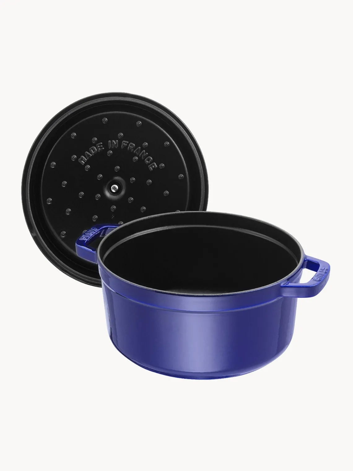 Fashion Staub Cocotte ronde en fonte La Cocotte Bleu roi, argenté
