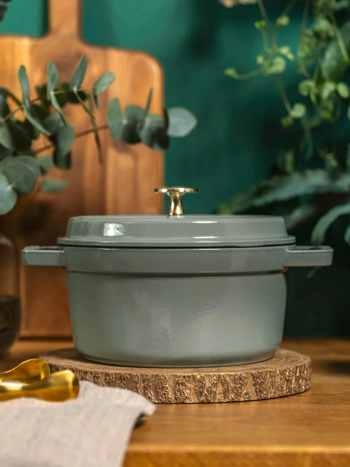 Fashion Staub Cocotte ronde en fonte La Cocotte Vert turquoise, haute brillance
