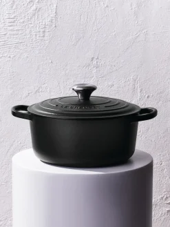 Clearance LE CREUSET Cocotte ronde en fonte émaillée Signature Collection Noir, argenté
