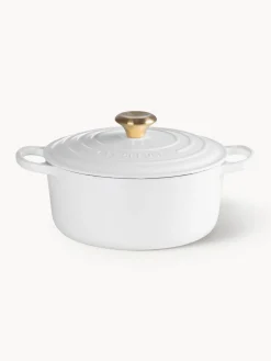 Clearance LE CREUSET Cocotte ronde en fonte émaillée Signature Collection Blanc, doré