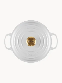 Clearance LE CREUSET Cocotte ronde en fonte émaillée Signature Collection Blanc, doré