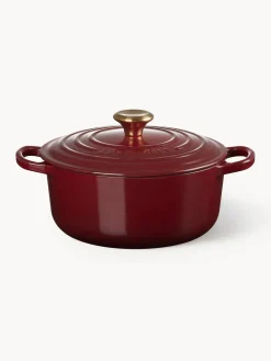 Fashion LE CREUSET Cocotte ronde en fonte émaillée Signature Collection Lie de vin, doré