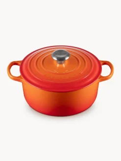 Fashion LE CREUSET Cocotte ronde en fonte Signature Collection Orangé, argenté