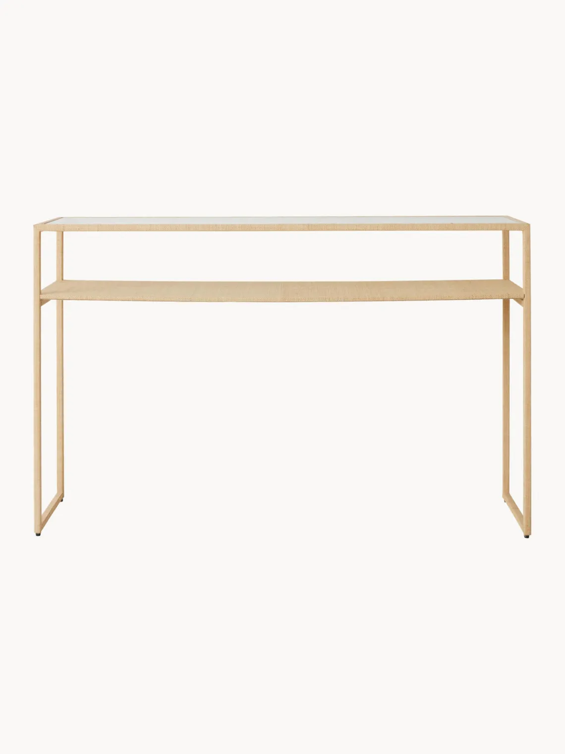 New HKLIVING Console artisanale avec plateau en verre Raffia