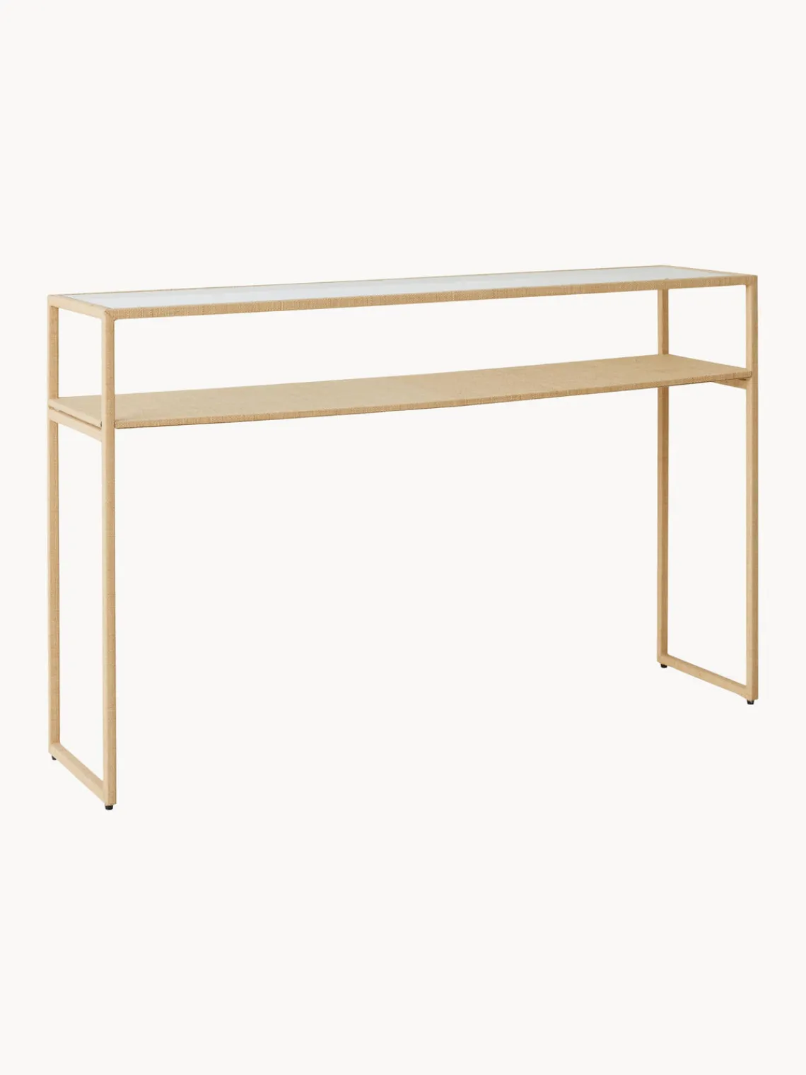 New HKLIVING Console artisanale avec plateau en verre Raffia