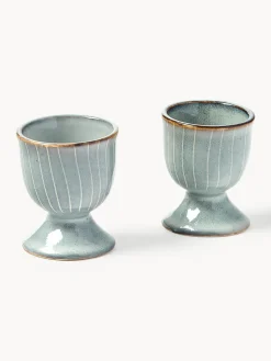 Fashion Broste Copenhagen Coquetiers faits main Nordic Sea, 2 pièces Gris-bleu, chiné