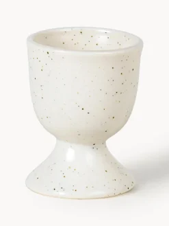 Hot Broste Copenhagen Coquetiers rustiques artisanaux Nordic Vanilla, 2 pièces Blanc crème, moucheté