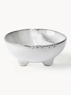 Outlet Broste Copenhagen Coupelles à dip artisanales en grès Nordic Sand, 4 pièces Gris clair, chiné