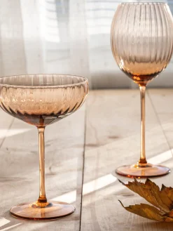 Outlet ANNA VON LIPA Coupes à champagne artisanales Lyon, 2 pièces Brun clair