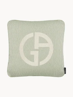 New Armani Casa Coussin décoratif avec logo Giorgio Armani Janette Vert olive, beige clair