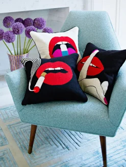 Sale Jonathan Adler Coussin décoratif en laine fait main Lips Hush