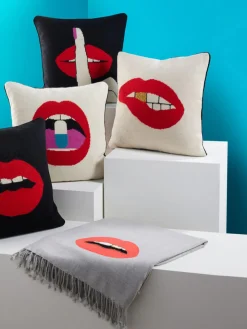 Discount Jonathan Adler Coussin décoratif en laine Lips Bitten