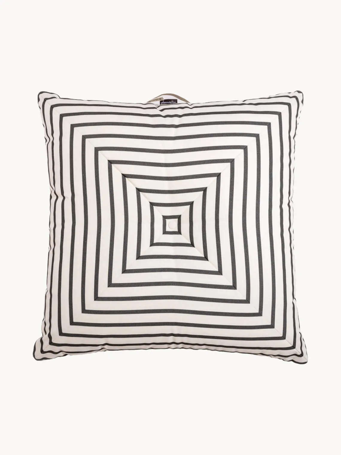 New Business & Pleasure Coussin de sol de jardin rayé Cozy Noir, blanc crème