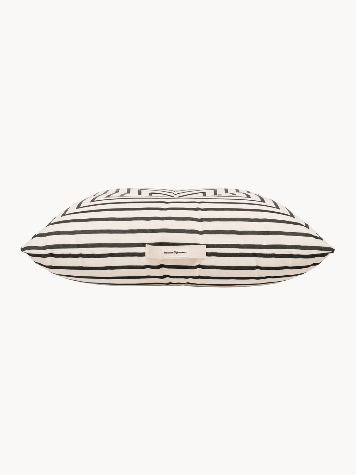 New Business & Pleasure Coussin de sol de jardin rayé Cozy Noir, blanc crème
