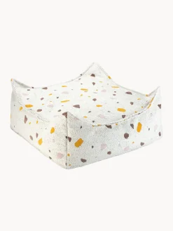 Best Wigiwama Coussin de sol en bouclette pour enfants fait main Sugar Bouclette blanche, aspect terrazzo