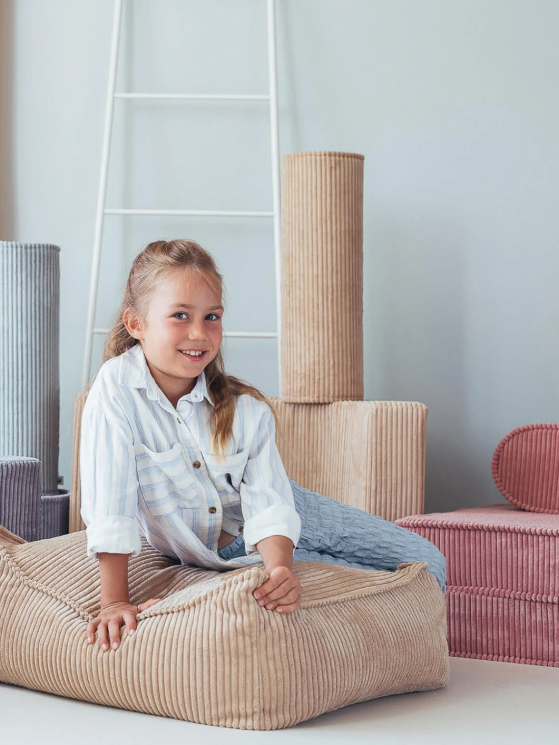 Fashion Wigiwama Coussin de sol en velours côtelé pour enfant Sugar Velours côtelé beige
