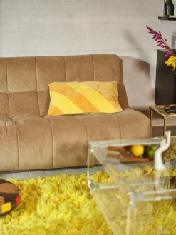 Fashion HKLIVING Coussin en coton fait main April Orange, jaune moutarde