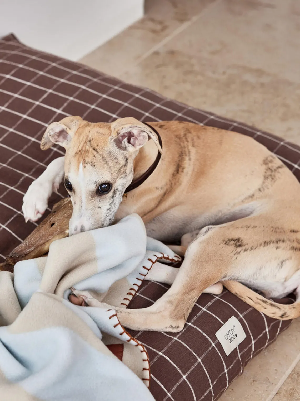 Best Oyoy Living Design Coussin en coton pour animaux de compagnie Kyoto, tailles variées Brun foncé, damier