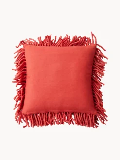 Outlet HKLIVING Coussin moelleux Rugged, artisanal Rouge