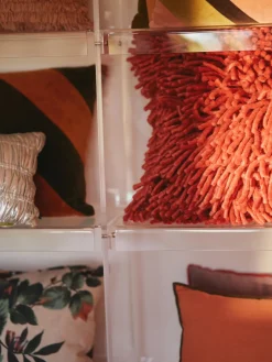 Outlet HKLIVING Coussin moelleux Rugged, artisanal Rouge