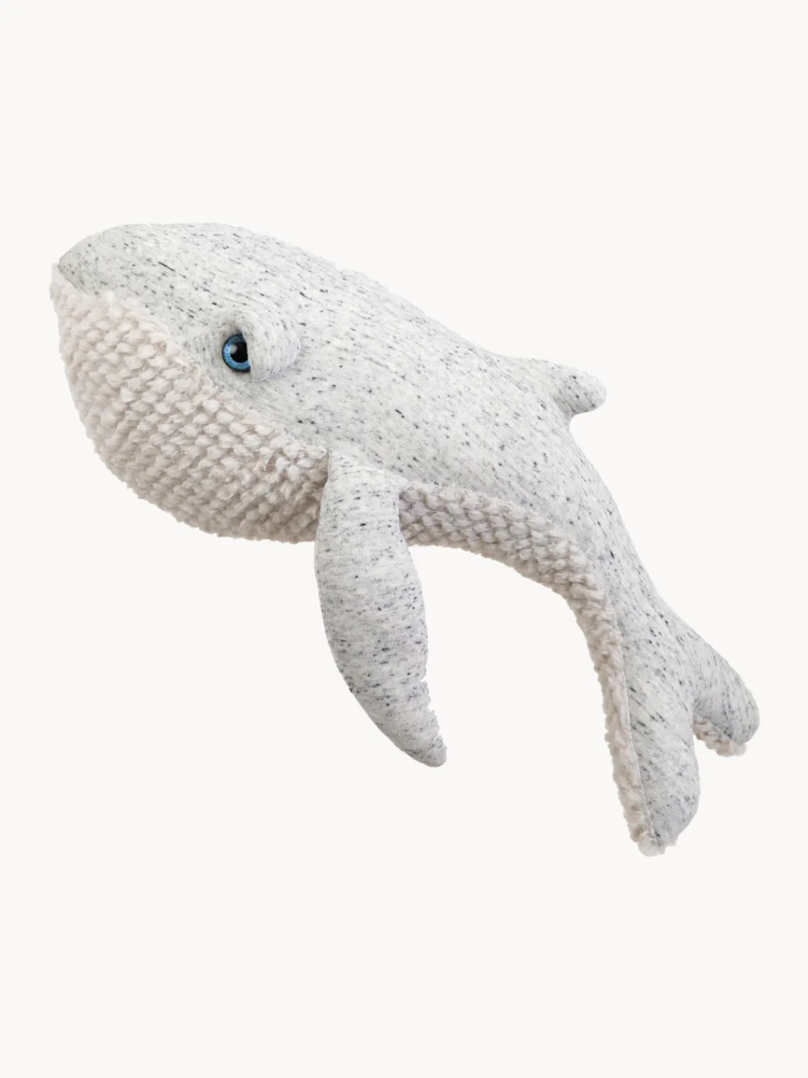 Fashion BigStuffed Coussin peluche artisanal Whale Gris clair, chiné