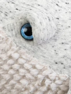 Fashion BigStuffed Coussin peluche artisanal Whale Gris clair, chiné